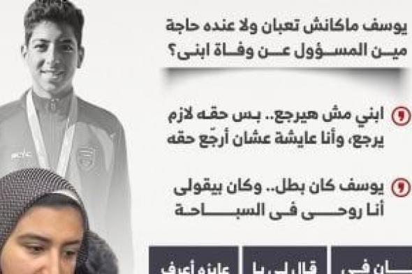 7
      تصريحات
      بالدموع
      لوالدة
      الطفل
      السباح:
      آخر
      حاجة
      قالى
      إدعيلي
      يا
      ماما
      أرفع
      راسك..
      إنفوجراف