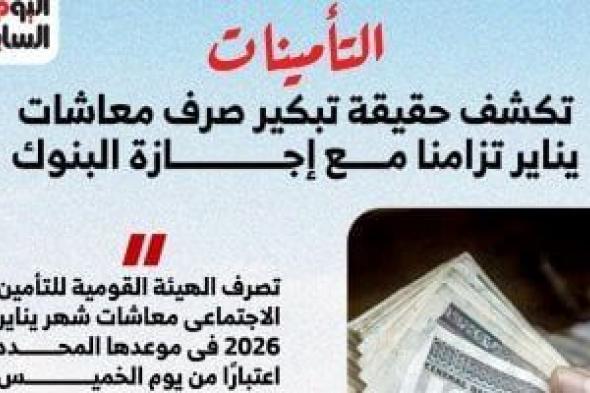 حقيقة
      تبكير
      صرف
      معاشات
      يناير
      2026
      بسبب
      إجازة
      البنوك..
      إنفوجراف