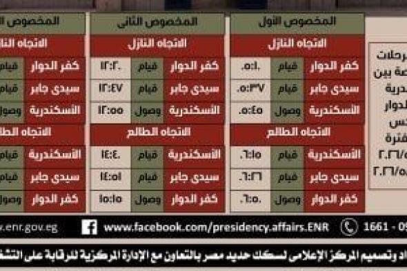 ​السكة
      الحديد
      تشغل
      قطارا
      إضافيا
      لأسوان
      الليلة
      وتدفع
      بعربات
      مكيفة
      لدعم
      رحلات
      العيد